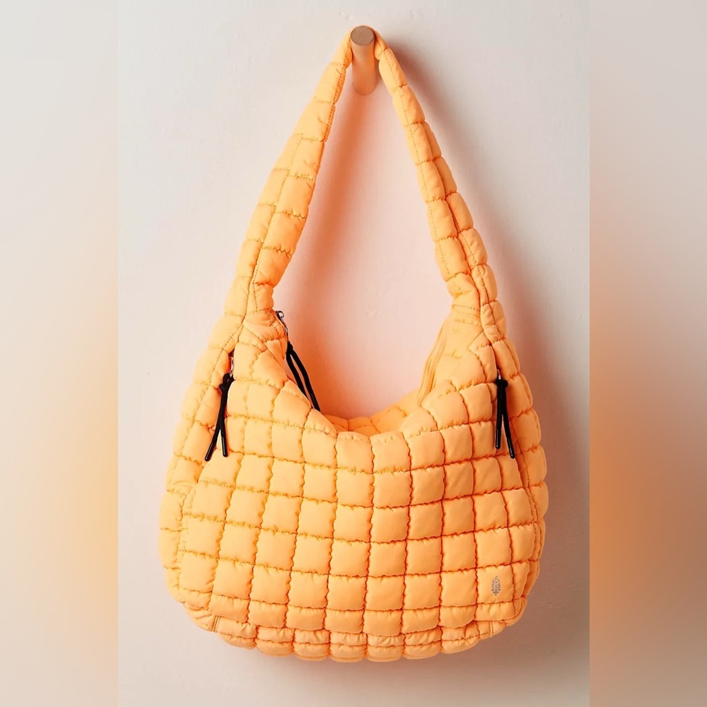NWT 🏷️ Free People - Quilted Carryall Bag - Neon Clementine